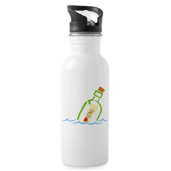 Eine Flasche im Meer - Trinkflasche mit integriertem Trinkhalm - Weiß - Rechts