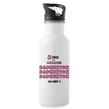 Badminton Badmintonerin Spielerin Badmintonspiel - Trinkflasche mit integriertem Trinkhalm - Weiß - Rechts