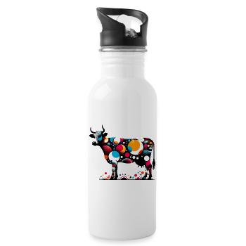 Vache - Gourde avec paille intégrée - blanc - Droite