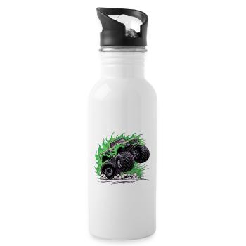 Flammengetränkter Truck - Water bottle with straw - white - Right
