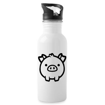 cochon - Gourde avec paille intégrée - blanc - Droite