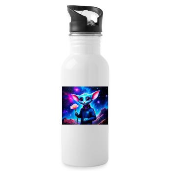 Wonky Maus - Trinkflasche mit integriertem Trinkhalm - Weiß - Rechts