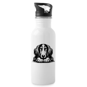 Saluki Head with Paws - Water bottle with straw - white - Right