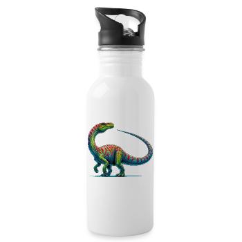 Dinosaurier - Trinkflasche mit integriertem Trinkhalm - Weiß - Rechts