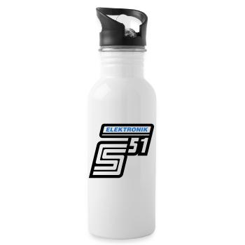 Simson S51 Electronics Emblem (Colors Changeable) - Water bottle with straw - white - Right