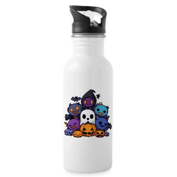 Halloween Party Figuren Comic - Trinkflasche mit integriertem Trinkhalm - Weiß - Rechts