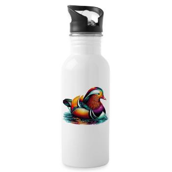 Mandarin duck - Water bottle with straw - white - Right