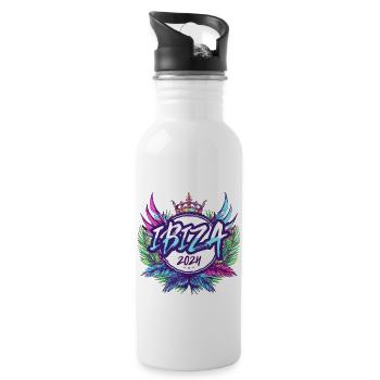 Ibiza 2024 Bunt - Trinkflasche mit integriertem Trinkhalm - Weiß - Rechts
