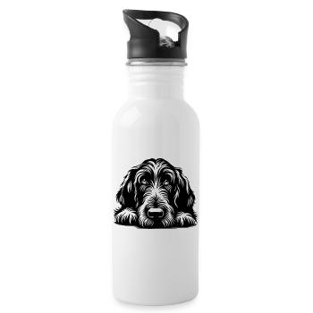 Spinone Italiano Head with Paws - Water bottle with straw - white - Right