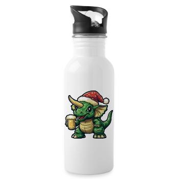 Dinosaurier triceratops Weihnachten Bier - Trinkflasche mit integriertem Trinkhalm - Weiß - Rechts