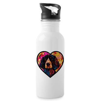 Cocker Spaniel Dog Heart Dog Love - Water bottle with straw - white - Right