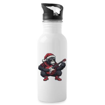 Gorilla Weihnachten Gitarre - Trinkflasche mit integriertem Trinkhalm - Weiß - Rechts
