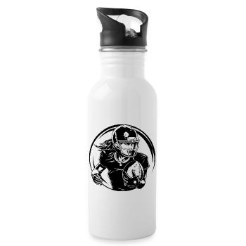 American Football Woman Silhouette - Water bottle with straw - white - Right