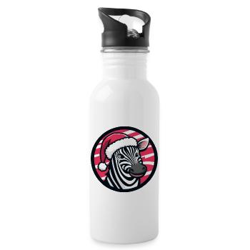 Zebra Christmas Animal - Water bottle with straw - white - Right