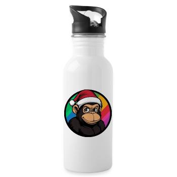 Monkey Christmas Animal - Water bottle with straw - white - Right