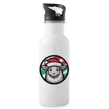 Schaf Weihnachten Tier - Trinkflasche mit integriertem Trinkhalm - Weiß - Rechts