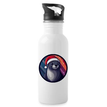 Seal Animal Christmas Animal - Water bottle with straw - white - Right