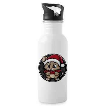Souris Noël Animal - Gourde avec paille intégrée - blanc - Droite