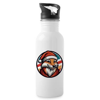 Fuchs Weihnachten Tier - Trinkflasche mit integriertem Trinkhalm - Weiß - Rechts