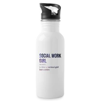 Sozialarbeit - Trinkflasche mit integriertem Trinkhalm - Weiß - Rechts