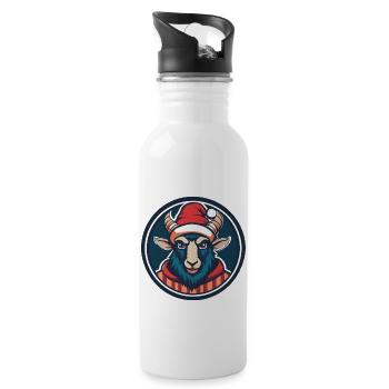 Mountain Goat Christmas Animal - Water bottle with straw - white - Right