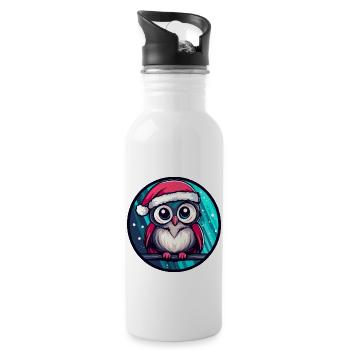Hibou Noël Animal - Gourde avec paille intégrée - blanc - Droite