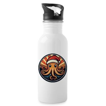 Octopus Christmas Animal - Water bottle with straw - white - Right