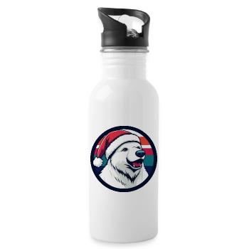 Polar Bear Christmas Animal - Water bottle with straw - white - Right