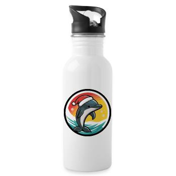 Dolphin Christmas Animal - Water bottle with straw - white - Right