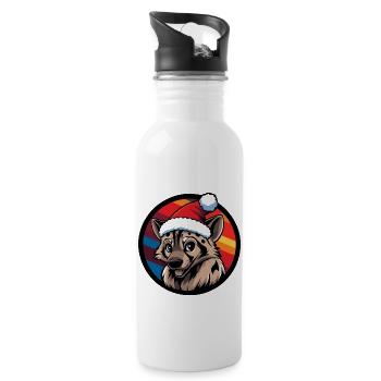 Animal de Noël hyène - Gourde avec paille intégrée - blanc - Droite