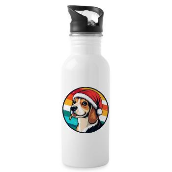 Beagle chien animal de Noël - Gourde avec paille intégrée - blanc - Droite