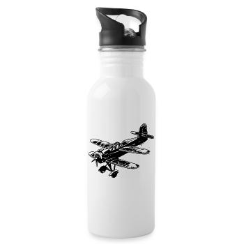 Propeller Airplane Graphic - Water bottle with straw - white - Right