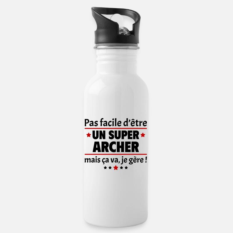 Pas facile d'être un super archer, arc, noël - Gourde avec paille intégrée - blanc