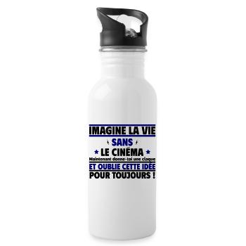 imagine la vie sans le cinéma - Gourde avec paille intégrée - blanc - Droite