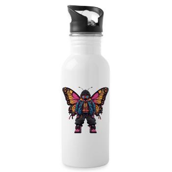 Schmetterling Fashion Winter - Trinkflasche mit integriertem Trinkhalm - Weiß - Rechts