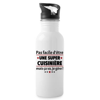 Pas facile d'être une super cuisinière,cadeau noël - Gourde avec paille intégrée - blanc - Droite