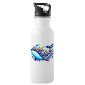 Wal - Trinkflasche mit integriertem Trinkhalm - Weiß - Rechts