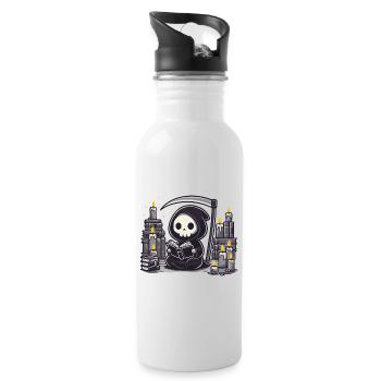 Grim Reaper Bookworm with Scythe - Water bottle with straw - white - Right
