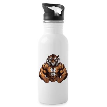 Tiger Muscles MMA Fighter Beast - Water bottle with straw - white - Right