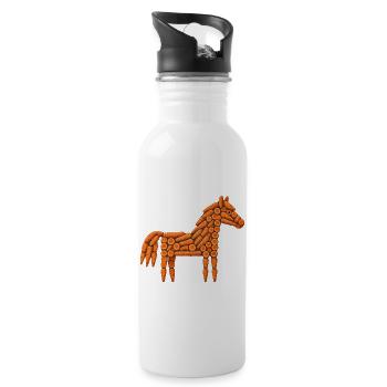 Motif cheval carotte - Gourde avec paille intégrée - blanc - Droite