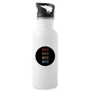 BTC Bitcoin Kryptowährung Crypto Retro Vintage - Trinkflasche mit integriertem Trinkhalm - Weiß - Rechts