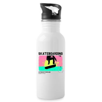 Skateboarding Skate Skater Skateboard Sk8 Vintage - Drikkeflaske med integreret sugerør - hvid - Højre