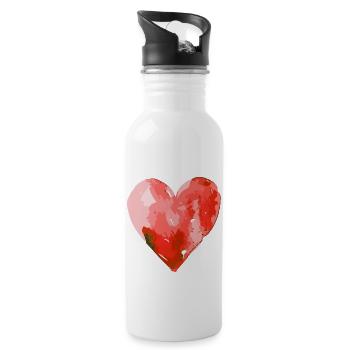 Coeur En Amour Mariage Saint Valentin - Gourde avec paille intégrée - blanc - Droite