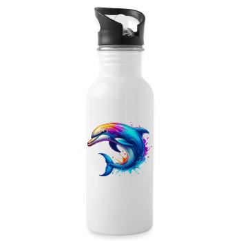 Delfin - Trinkflasche mit integriertem Trinkhalm - Weiß - Rechts