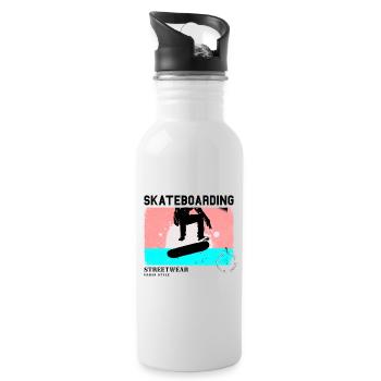 Skateboarding Skate Skater Skateboard Sk8 Vintage - Trinkflasche mit integriertem Trinkhalm - Weiß - Rechts