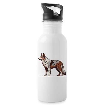 Australian Koolie - Water bottle with straw - white - Right