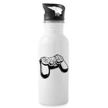 Gaming Controller Drawing - Water bottle with straw - white - Right