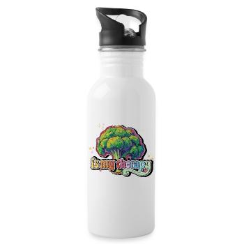Broccoli is my therapy - Water bottle with straw - white - Right
