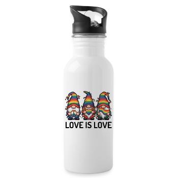 LGBTQ Pride Month - Liebe ist Liebe - Trinkflasche mit integriertem Trinkhalm - Weiß - Rechts