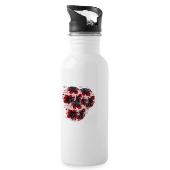 „Zeitlose Eleganz- handgemalt von Martina Eßer - Trinkflasche mit integriertem Trinkhalm - Weiß - Rechts